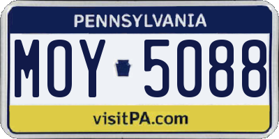 PA license plate MOY5088