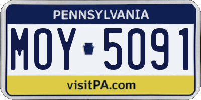 PA license plate MOY5091