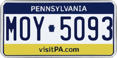 PA license plate MOY5093