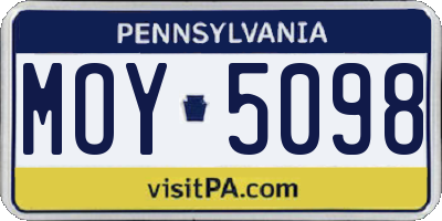 PA license plate MOY5098