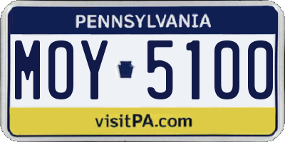PA license plate MOY5100