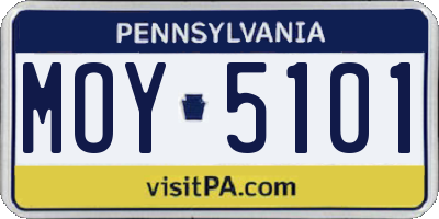 PA license plate MOY5101