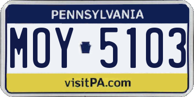 PA license plate MOY5103