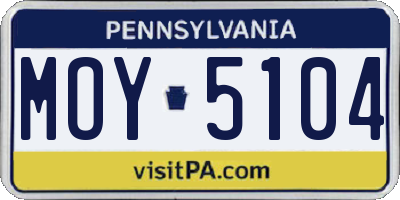 PA license plate MOY5104