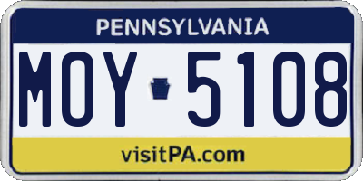 PA license plate MOY5108
