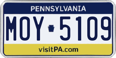 PA license plate MOY5109