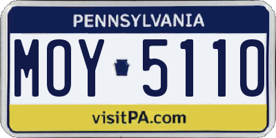 PA license plate MOY5110