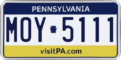 PA license plate MOY5111