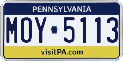 PA license plate MOY5113