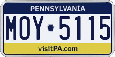 PA license plate MOY5115
