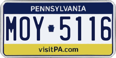 PA license plate MOY5116