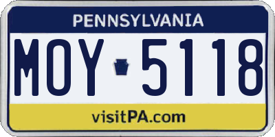 PA license plate MOY5118