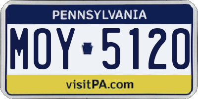 PA license plate MOY5120