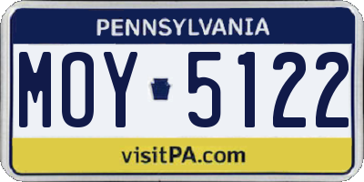 PA license plate MOY5122