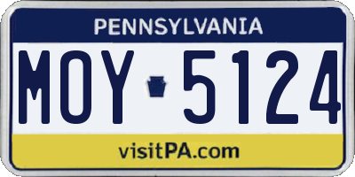 PA license plate MOY5124