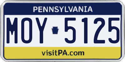 PA license plate MOY5125