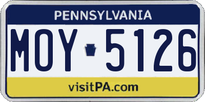 PA license plate MOY5126