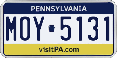 PA license plate MOY5131