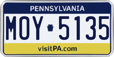 PA license plate MOY5135