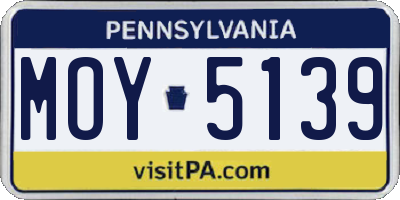 PA license plate MOY5139