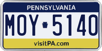 PA license plate MOY5140