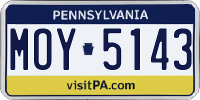 PA license plate MOY5143