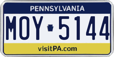 PA license plate MOY5144