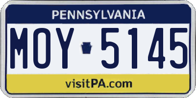 PA license plate MOY5145