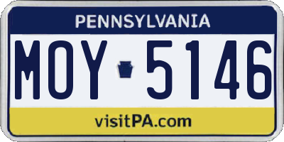 PA license plate MOY5146