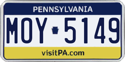 PA license plate MOY5149