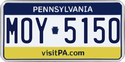 PA license plate MOY5150