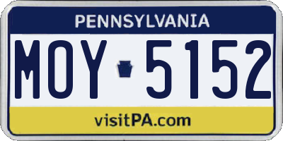 PA license plate MOY5152