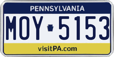 PA license plate MOY5153