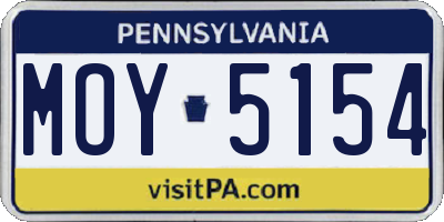 PA license plate MOY5154