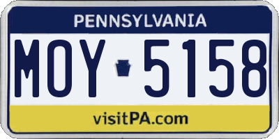 PA license plate MOY5158