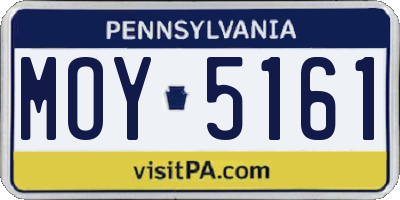PA license plate MOY5161