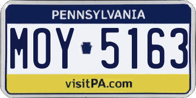 PA license plate MOY5163