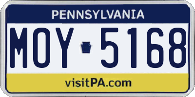 PA license plate MOY5168