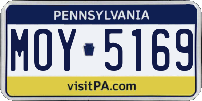 PA license plate MOY5169