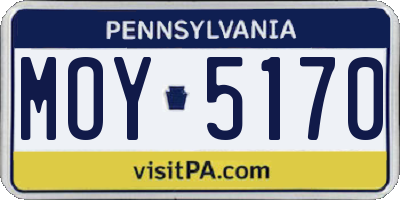 PA license plate MOY5170