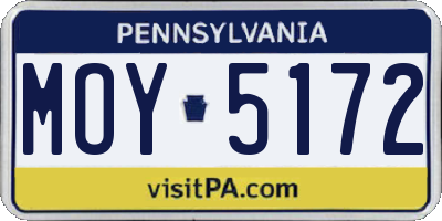 PA license plate MOY5172