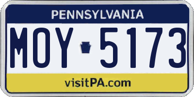 PA license plate MOY5173