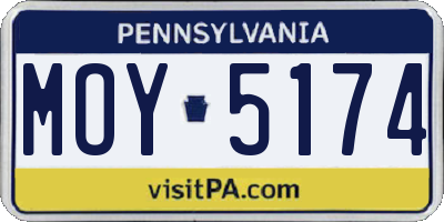 PA license plate MOY5174