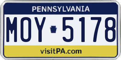 PA license plate MOY5178