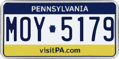 PA license plate MOY5179