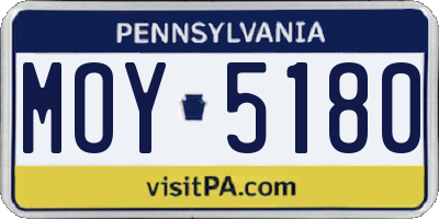 PA license plate MOY5180