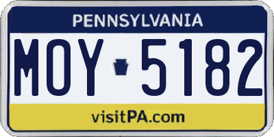 PA license plate MOY5182