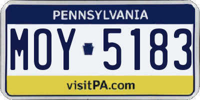 PA license plate MOY5183