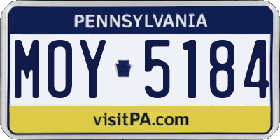 PA license plate MOY5184