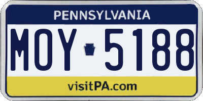 PA license plate MOY5188